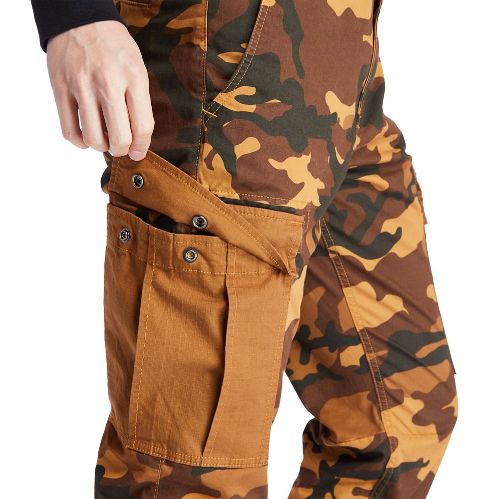 Timberland Παντελονια Ανδρικα Καφε - Lovell Lake Slim Tapered Camo Cargo - Greece 0436291-LQ